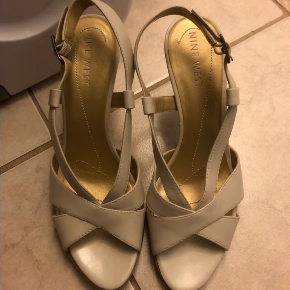 Nine West Beige Strappy Heels
